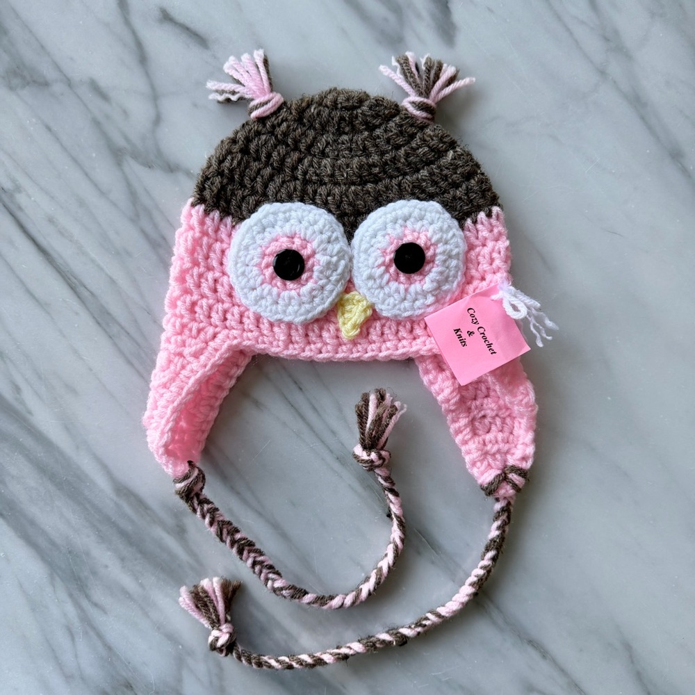 Baby Hat•Hand-Crocheted•Newborn-6 Months•Soft Acrylic Yarn•Machine Wash and Dry🌼